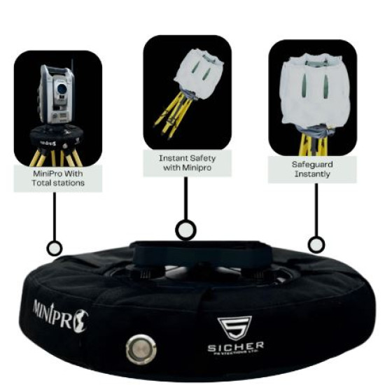 Sicher MiniPro – Automātiska Airbag aizsardzības sistēma tahimetriem un 3D lāzerskeneriem