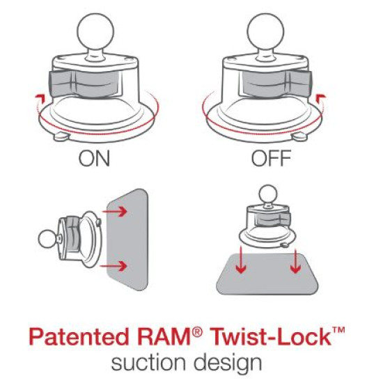 RAM® Twist-Lock™ Suction Cup Base with Ball