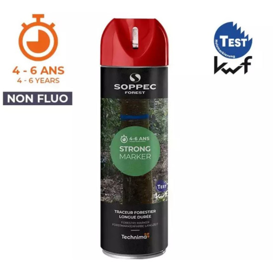 SOPPEC STRONG MARKER ļoti noturīga marķējamā krāsa mežam 4-6 gadi (Sarkana)
